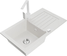 Graniidist köögivalamu Mexen Pablo 6510-20-670300-20, 75 x 43 x 16.1 cm, valge, kuivati ja segistiga
