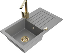 Graniidist köögivalamu Mexen Pablo 6510-71-670300-50, 75 x 43 x 16.1 cm, hall, kuivatialuse ja segistiga