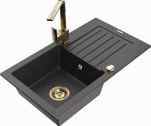 Graniidist köögivalamu Mexen Pablo 6510-76-670300-50, 75 x 43 x 16.1 cm, must täpiline, kuivatiga ja segistiga