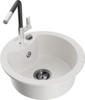 Graniidist köögivalamu Mexen Diego 6512-20-670401-07-B, 48.8 x 48.8 x 16.7 cm, valge, koos segisti ja sifooniga