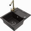 Graniidist köögivalamu Mexen Enzo 6506-75-671600-50-B, 57.6 x 46.5 x 17.4 cm, must/kuldne metallic, koos segisti ja sifooniga