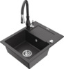 Graniidist köögivalamu Mexen Enzo 6506-76-672601-76, 57 x 46 x 17.4 cm, must granite, koos segisti ja sifooniga