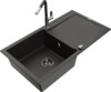 Graniidist köögivalamu Mexen Leo 6501-75-670401-07-B, 90 x 50 x 19 cm, must/kuldne metallic, segisti ja sifooniga