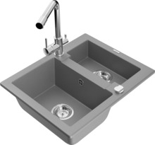 Graniidist köögivalamu Mexen Carlos 6518-71-671600-00, 58 x 47 x 17.7 cm, hall/kroom, segisti ja sifooniga