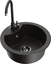 Graniidist köögivalamu Mexen Diego 6512-75-670200-70-B, 48.8 x 48.8 x 16.7 cm, must/kuldne, segisti ja sifooniga