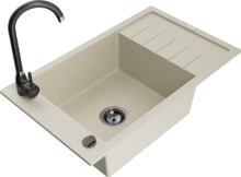 Graniidist köögivalamu Mexen Elias 6511-69-670200-70, 79.5 x 48 x 20 cm, liiva/must, segisti ja sifooniga