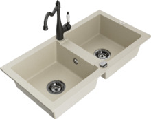 Graniidist köögivalamu Mexen Mario 6504-69-670700-70, 82 x 43.6 x 16.1 cm, beež, segisti ja sifooniga