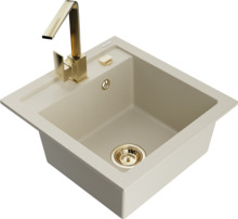 Graniidist köögivalamu Mexen Vito 6503-69-670300-50, 49 x 52 x 21 cm, beež, koos segisti ja sifooniga