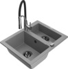 Graniidist köögivalamu Mexen Carlos 6518-71-73450-07-B, 58 x 47 x 17.7 cm, hall/must/kroom, segisti ja sifooniga