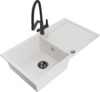 Graniidist köögivalamu Mexen Leo 6501-20-671701-70-B, 90 x 50 x 19 cm, valge/must, koos segisti ja sifooniga