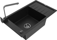 Graniidist köögivalamu Mexen Elias 6511-77-670300-70-B, 79 x 48 x 20 cm, must, segisti ja sifooniga