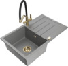 Graniidist köögivalamu Mexen Bruno 6513-71-671701-57-G, 79.5 x 49.5 x 20 cm, hall/must/gold, koos segisti ja sifooniga