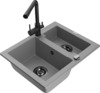 Graniidist köögivalamu Mexen Carlos 6518-71-671600-70-B, 58 x 47 x 17.7 cm, hall/must, segisti ja sifooniga