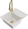 Graniidist köögivalamu Mexen Enzo 6506-20-670101-50, 57 x 46 x 17 cm, valge, koos segisti ja sifooniga