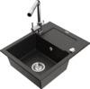 Graniidist köögivalamu Mexen Enzo 6506-75-671600-00, 57 x 46 x 17.4 cm, must/kuldne metallic, segisti ja sifooniga