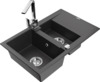 Graniidist köögivalamu Mexen Gaspar 6507-76-670300-00, 73 x 47 x 17.5 cm, must graniit/kroom, segisti ja sifooniga