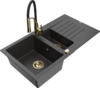Graniidist köögivalamu Mexen Matias 6502-76-73450-57-G, black granite/black/gold, segisti ja sifooniga