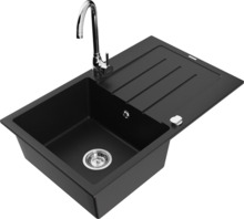 Graniidist köögivalamu Mexen Bruno 6513-77-670200-00, 79 x 49 x 20 cm, must, koos segisti ja sifooniga