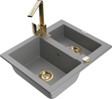 Graniidist köögivalamu Mexen Carlos 6518-71-670300-50, 58 x 47 x 17.7 cm, hall, segisti ja sifooniga