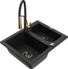 Graniidist köögivalamu Mexen Carlos 6518-77-73450-57-B, 58.2 x 47.5 x 17.7 cm, must/gold, koos segisti ja sifooniga