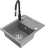 Graniitköögivalamu Mexen Enzo 6506-71-672601-70, 57.6 x 46.5 x 17.4 cm, hall/must, segisti ja sifooniga