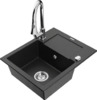 Graniidist köögivalamu Mexen Enzo 6506-73-670101-00, 57.6 x 46.5 x 17.4 cm, must/hõbe metallic, koos segisti ja sifooniga