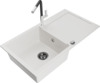 Graniidist köögivalamu Mexen Leo 6501-20-670401-07-B, 90 x 50 x 19 cm, valge, koos segisti ja sifooniga