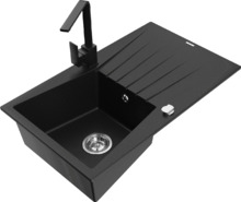 Graniidist köögivalamu Mexen Cesar 6514-77-670300-70, 77.5 x 47 x 19 cm, must, koos segisti ja sifooniga