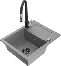 Graniitköögivalamu Mexen Enzo 6506-71-672601-70-B, 57.6 x 46.5 x 17.4 cm, hall/must, segisti ja sifooniga