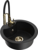 Graniidist köögivalamu Mexen Diego 6512-77-73450-57-G, 48 x 48 x 16.7 cm, must/kuldne, segisti ja sifooniga