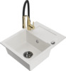 Graniidist köögivalamu Mexen Enzo 6506-20-73450-57-B, 57 x 46 x 17 cm, valge, koos segisti ja sifooniga