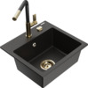 Graniidist köögivalamu Mexen Milo 6505-75-670401-57-G, 43 x 41 x 17 cm, must/kuldne metallic, segisti ja sifooniga