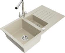 Graniidist köögivalamu Mexen Matias 6502-69-671600-00, 90 x 50.5 x 20 cm, beež, segisti ja sifooniga