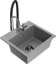 Graniidist köögivalamu Mexen Milo 6505-71-73450-07-B, 43.5 x 41 x 17.1 cm, hall/must/kroom, segisti ja sifooniga