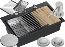 Köögi valamu Quadron Marc HQM7650U7BS, 76 x 50 x 23.5 cm, süsimust/roostevaba teras
