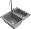Graniidist köögivalamu Mexen Carlos 6518-71-670200-00, 58 x 47 x 17.7 cm, hall, segisti ja sifooniga