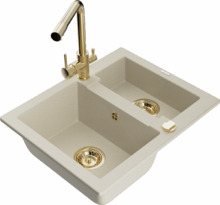 Graniidist köögivalamu Mexen Carlos 6518-69-671600-50, 47.5 x 58.2 x 17.7 cm, beež, segisti ja sifooniga
