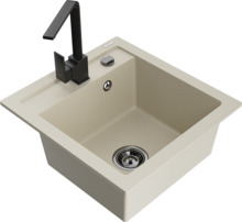 Graniidist köögivalamu Mexen Vito 6503-69-670300-70, 49 x 52 x 21 cm, beež/must, segisti ja sifooniga