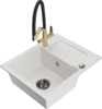 Graniidist köögivalamu Mexen Enzo 6506-20-671701-57-B, 57.6 x 46.5 x 17.4 cm, valge, koos segisti ja sifooniga