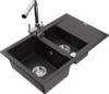 Graniidist köögivalamu Mexen Gaspar 6507-75-671600-00, 73 x 47 x 17.7 cm, must/hõbedane, koos segisti ja sifooniga