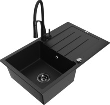 Graniidist köögivalamu Mexen Bruno 6513-77-73450-70-B, 79.5 x 49.5 x 20 cm, must, segisti ja sifooniga