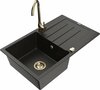 Graniidist köögivalamu Mexen Bruno 6513-75-670200-50, 79.5 x 49.5 x 20 cm, metallic black/gold, koos segisti ja sifooniga