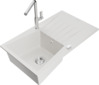 Graniidist köögivalamu Mexen Cesar 6514-20-670401-00, 77.5 x 47 x 20 cm, valge/hõbedane, koos segisti ja sifooniga