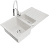 Graniidist köögivalamu Mexen Matias 6502-20-73450-02, 90 x 50.5 x 20 cm, valge/kroom, segisti ja sifooniga