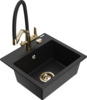 Graniidist köögivalamu Mexen Milo 6505-77-671701-57-G, 43.5 x 41 x 17.1 cm, must/gold, segisti ja sifooniga