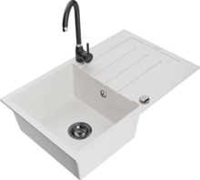 Graniidist köögivalamu Mexen Bruno 6513-20-670200-70, 79 x 49 x 20 cm, valge/must, segisti ja sifooniga