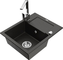 Graniidist köögivalamu Mexen Enzo 6506-75-670300-00, 57 x 46 x 17.4 cm, must/kuldne metallic, segisti ja sifooniga