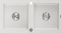 Graniidist köögivalamu Mexen Mario 6504822000-20, 820 x 436 mm, valge/kroom, sifooniga