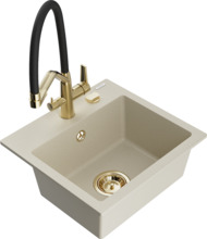 Graniidist köögivalamu Mexen Milo 6505-69-671701-57-G, 43.5 x 41 x 17.1 cm, beež, segisti ja sifooniga