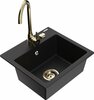 Graniidist köögivalamu Mexen Milo 6505-77-670200-50, 43 x 41 x 17 cm, must, koos segisti ja sifooniga